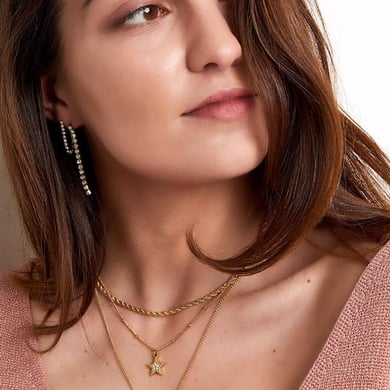 Necklace double chain star &amp; moon h5 Picture5